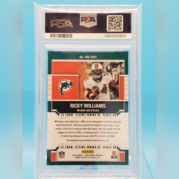 NFL Ink Autograph Card Ricky Williams /99 PSA 6 - Picture 2 of 2